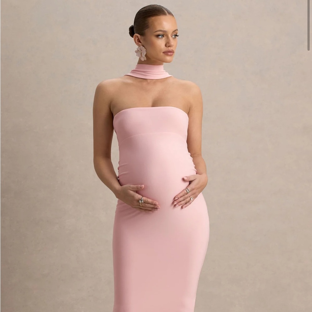 Club L London Blush Strapless Maxi Dress